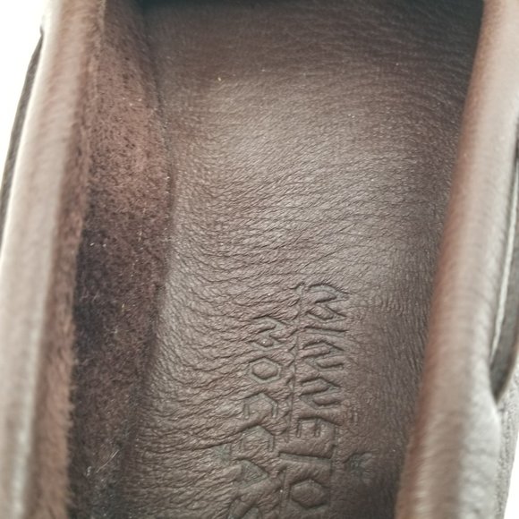 Minnetonka 892W Mens Moose Hide Classic Slip On Moccasins Chocolate Sz 11.5 Wide - Picture 9 of 11